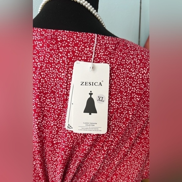 NWT, ZESICA Women's Bohemian Floral Printed Wrap,V-Neck,Short Ruffled Sleeve,XL - Picture 4 of 13